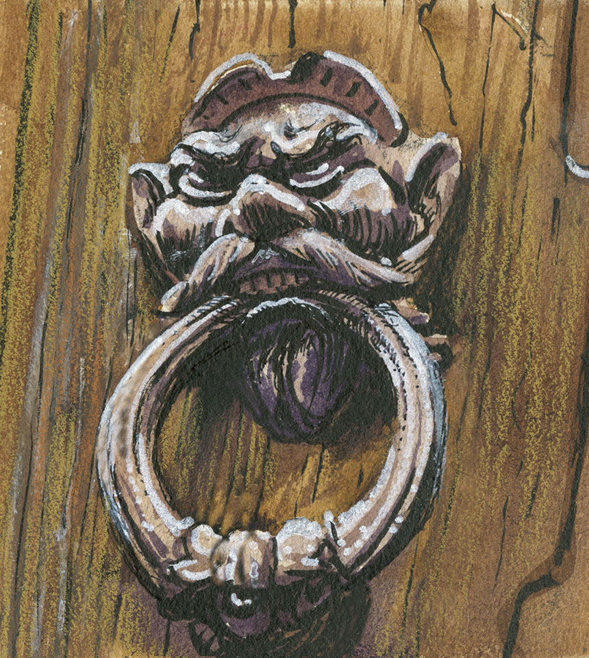 Italy, Florence, knocker, drawing