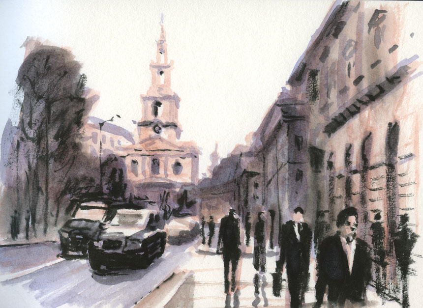 London, the strand, sketch, church