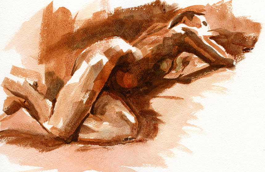 Nude, watercolour, life drawing