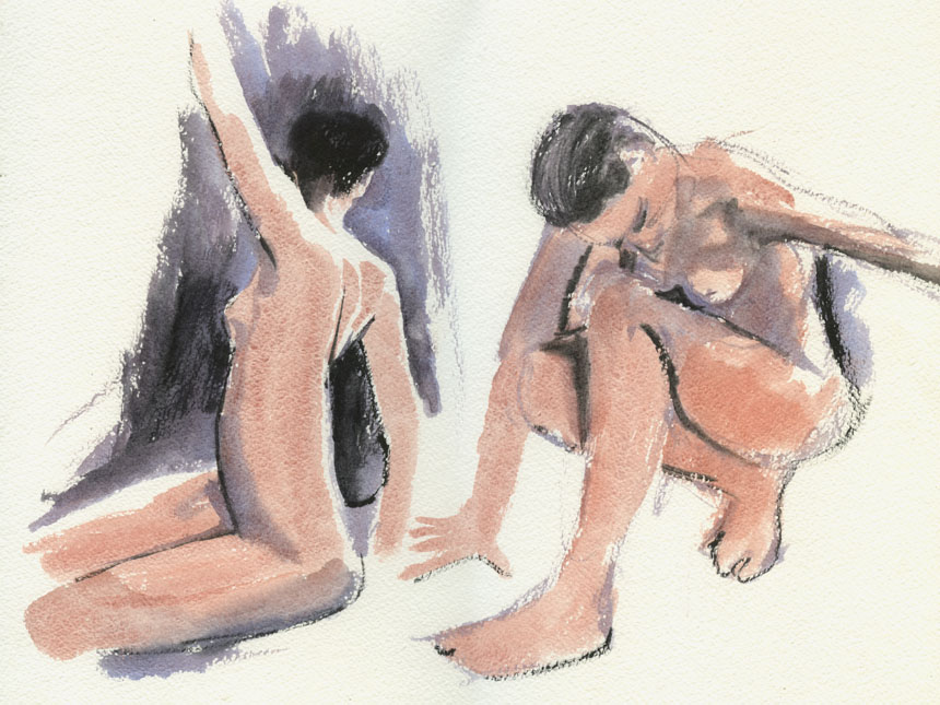 Life drawing, watercolour