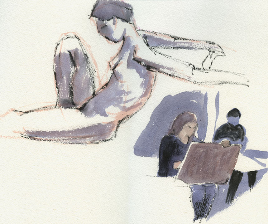 Life drawing, watercolour