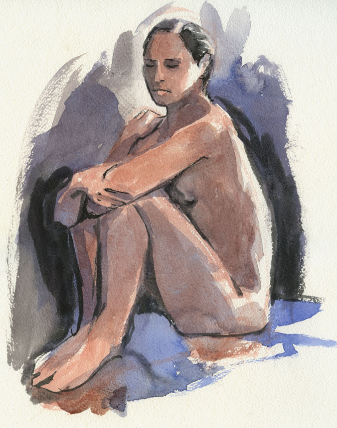 life drawing, nude, watercolour