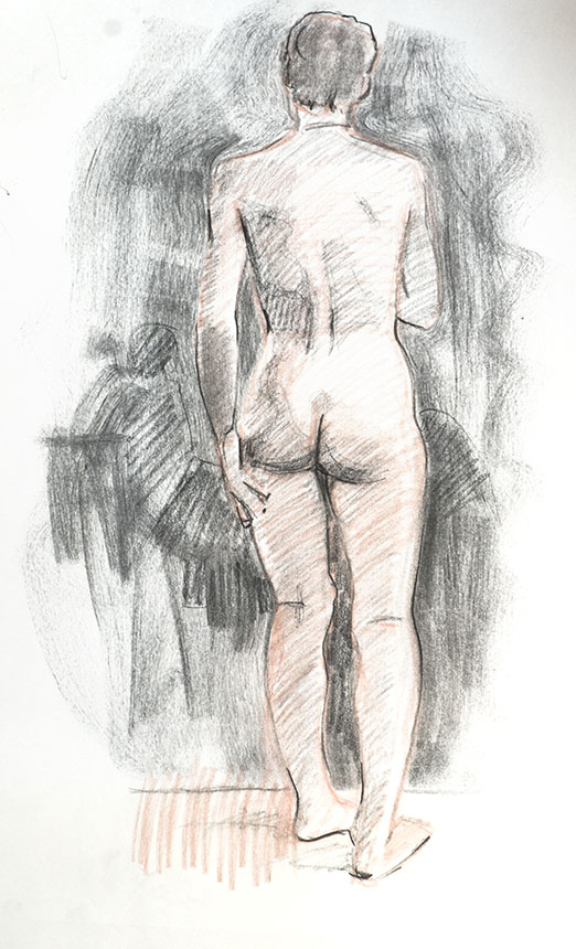 Life drawing, nude, charcoal