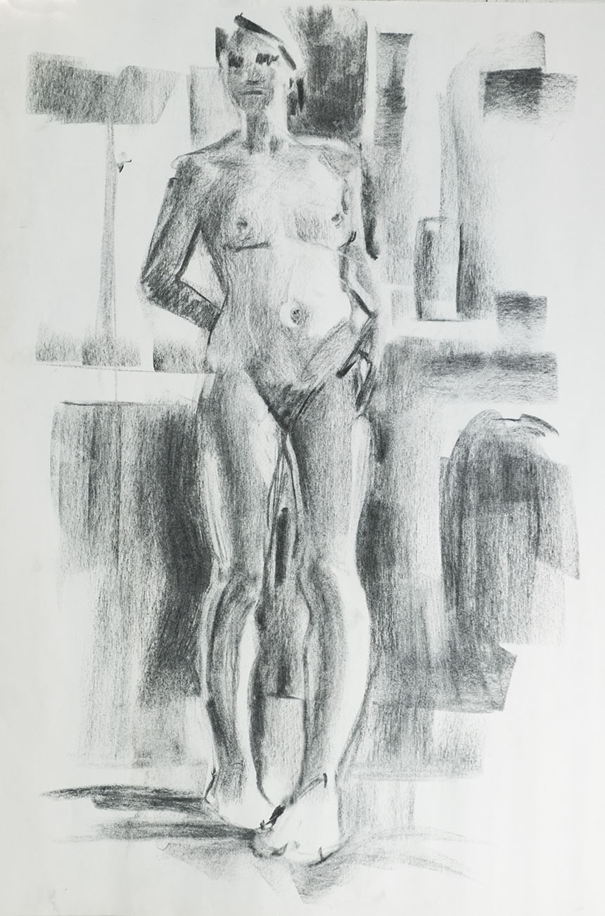 Life drawing, nude, charcoal