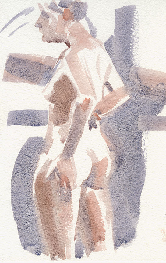 Life Drawing, nude, watercolour