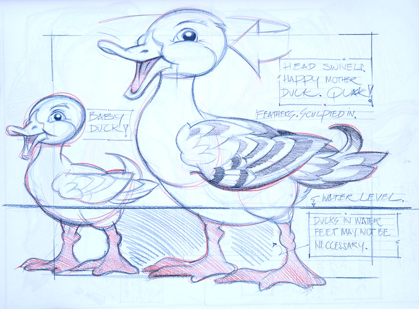 ducks, drawing, John Hilder
