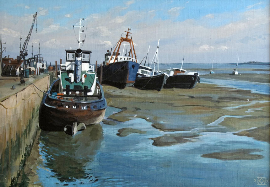 Hoo, Marina, Medway, estuary, acrylic, painting.
