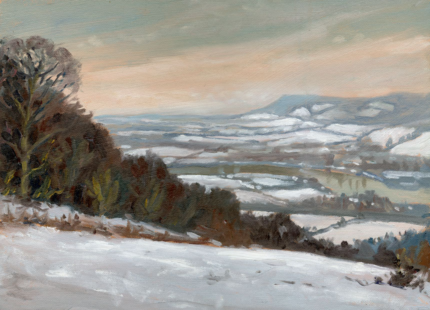 Kent, Snow, Medway, plein air, oil painting, rob adams