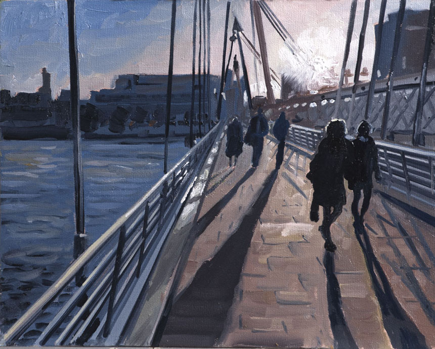 Hungerford, Bridge, Thames, London, Plein air, oil, painting