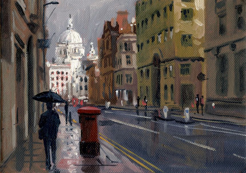 St Pauls, London, fleet st, cathedral, oil painting, plein air.
