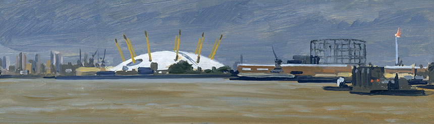 Greenwich, Millenium Dome, Thames, plein air.