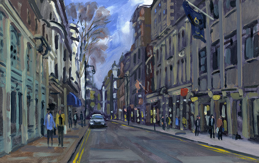 Jermyn St, Mayfair, London, street, oil painting