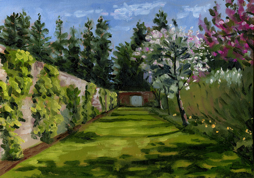 Penshurst Place, blossom, oil painting, plein air, kent, garden