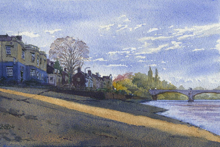 Mortlake, Thames, watercolour