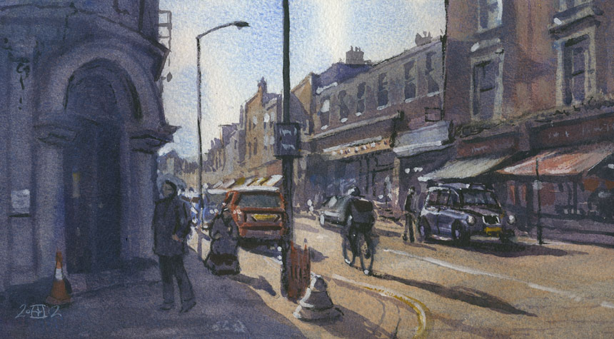 Market, Deptford, London, watercolour
