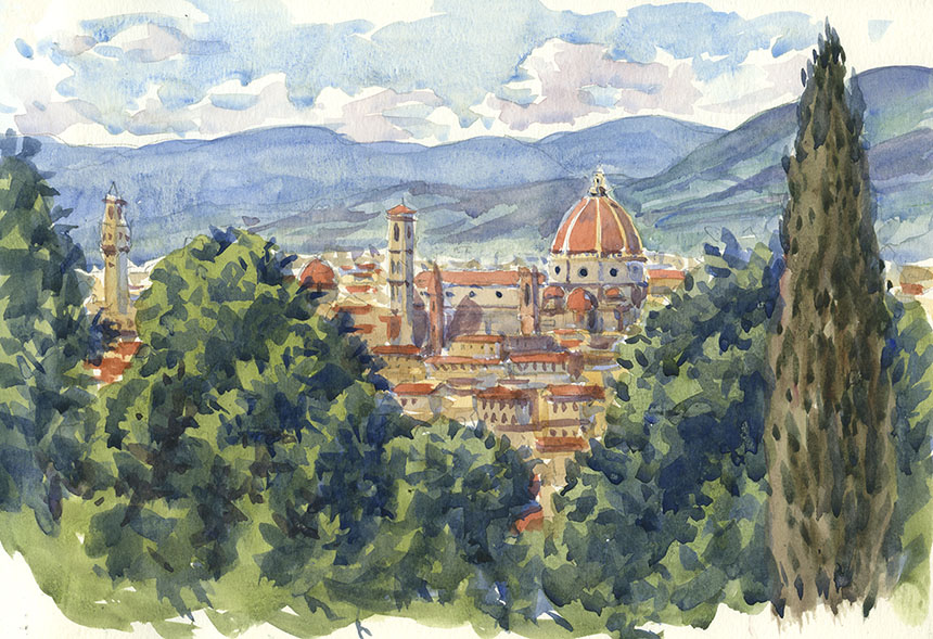 Florence, italy, duomo, watercolour