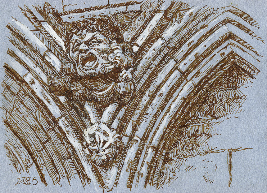Salisbury, carving, cathedra,l wiltshire, pen and ink, drawing