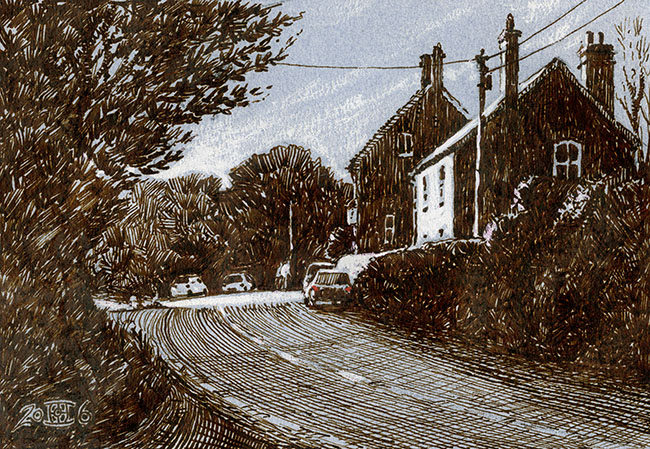 Child Okeford, Dorset, drawing, pen and ink
