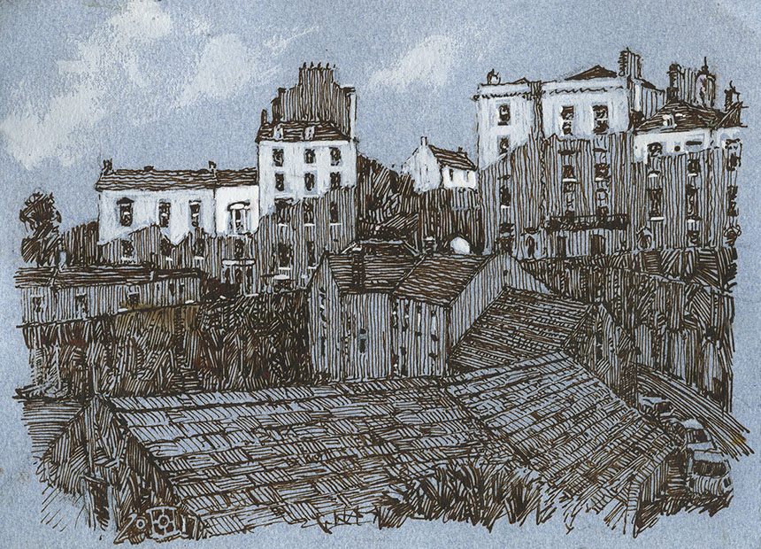 Tenby, Wales, Pembrokeshire, pen and ink, drawing