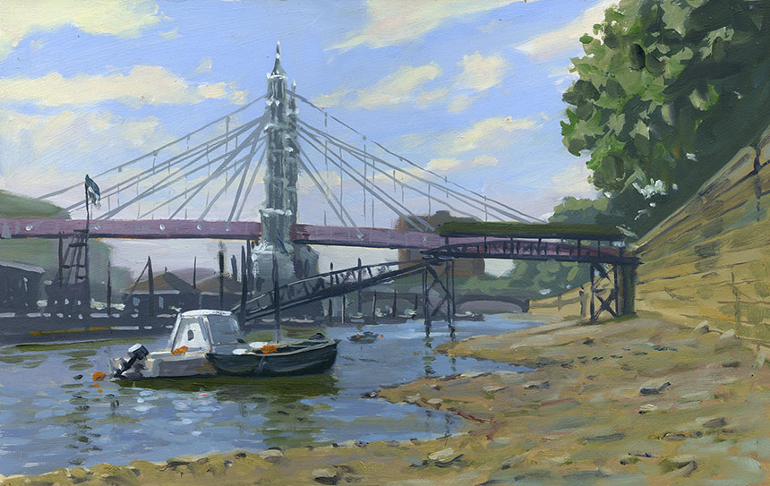 Albert Bridge, Oil painting, plein air, thames, London