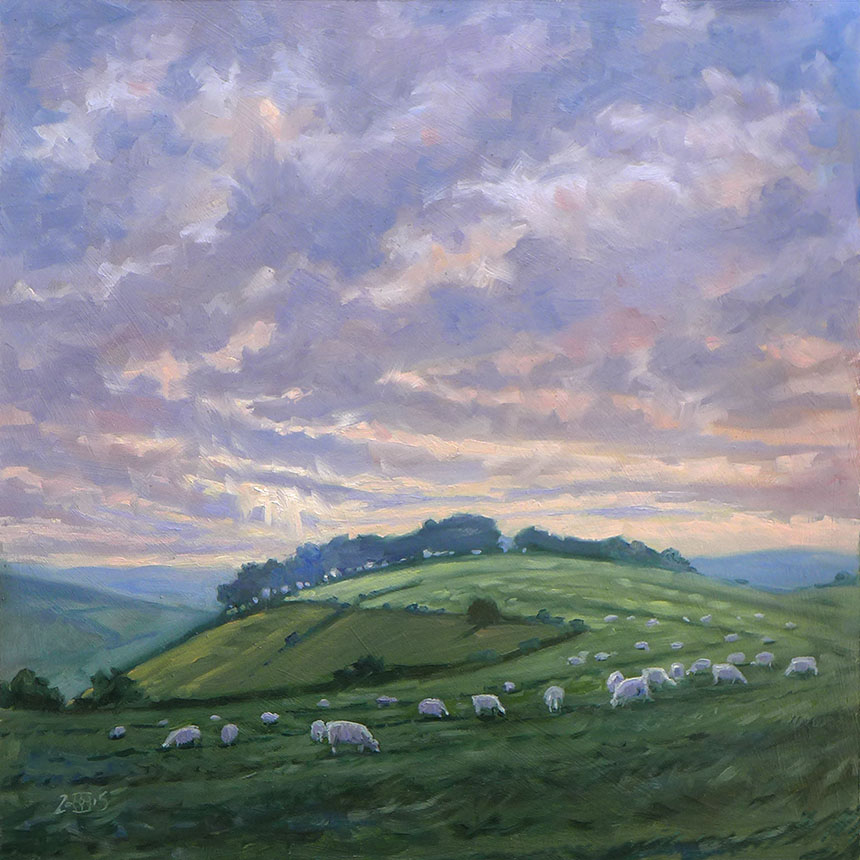 Fontmell Down, dorset, landscape, oil painting, sheep