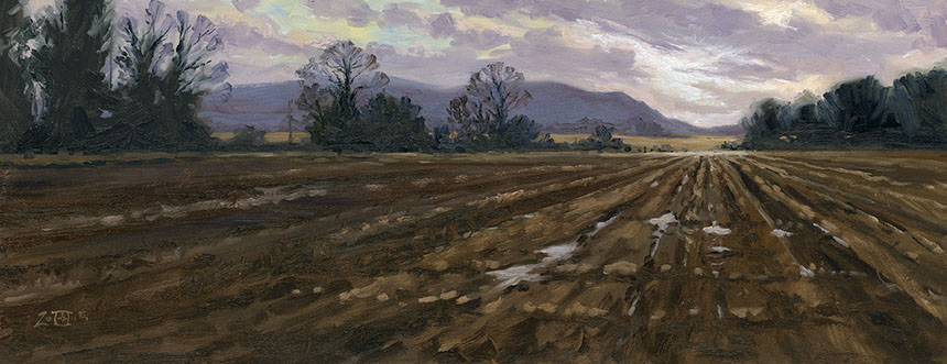 Hambledon Hill, Dorset, Oil painting, plein air, ploughed field