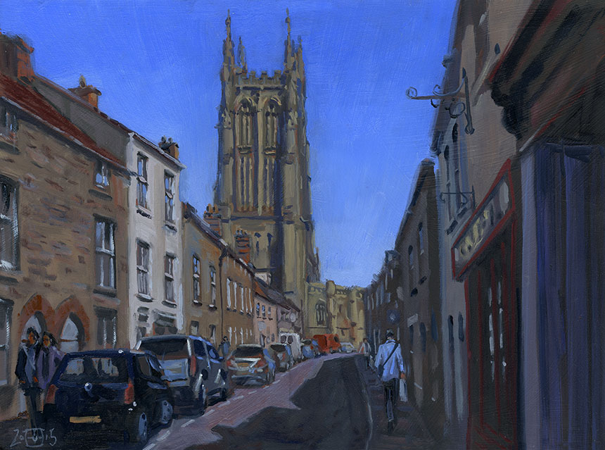 Wells, St Cuthberts, oil painting, Somerset