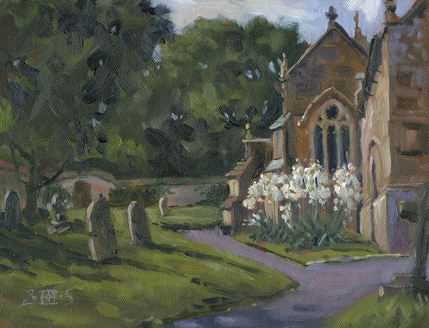 Shroton, church, oil painting, plein air, art, dorset
