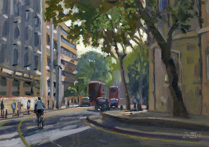 Clement Danes, London, plein air, wapping group, oil painting
