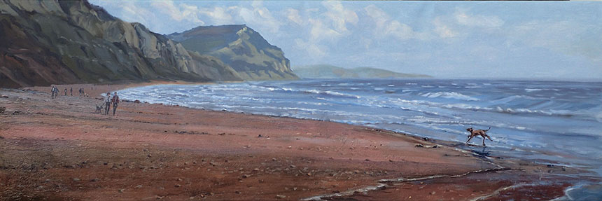 Charmouth, Dorset, sea, oil painting