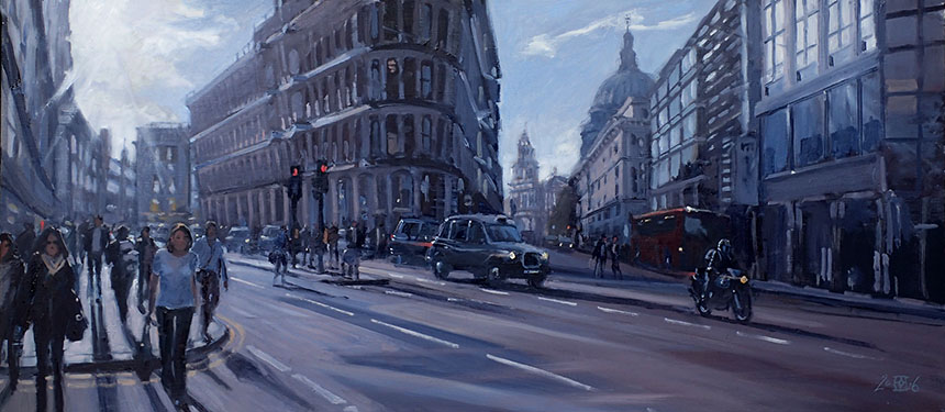 London, Cannon St, oil painting, st pauls, oil painting