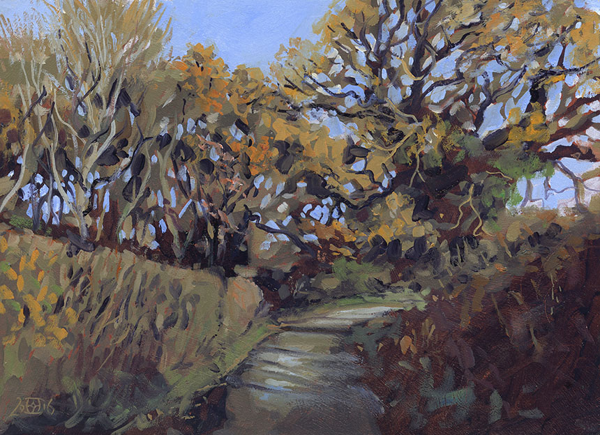 Dorset, trees, oil painting, road