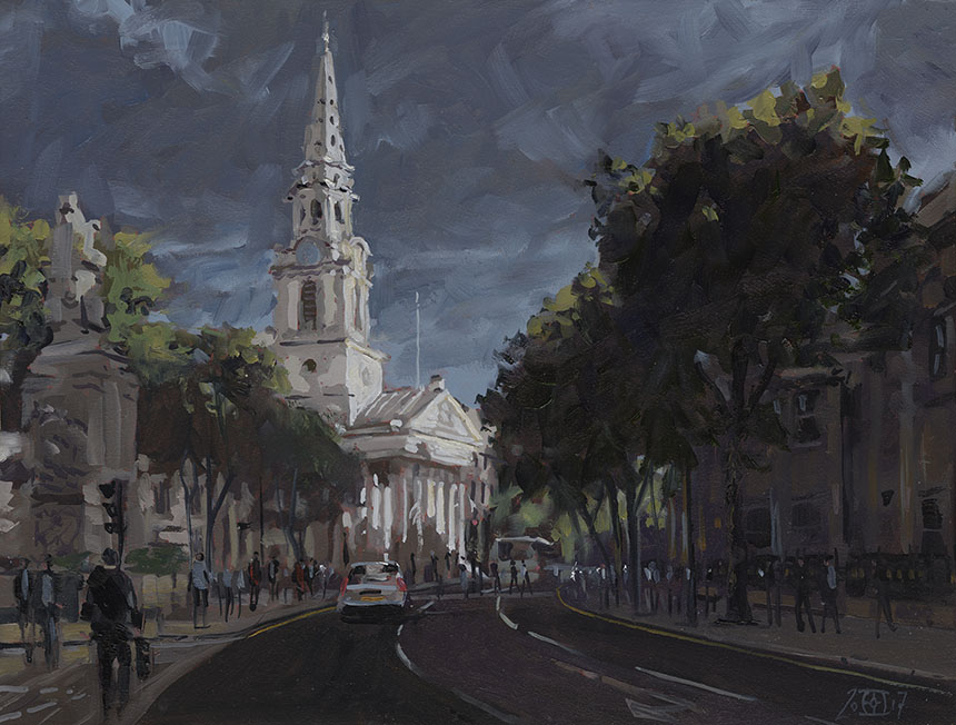 St Martins, London, oil painting