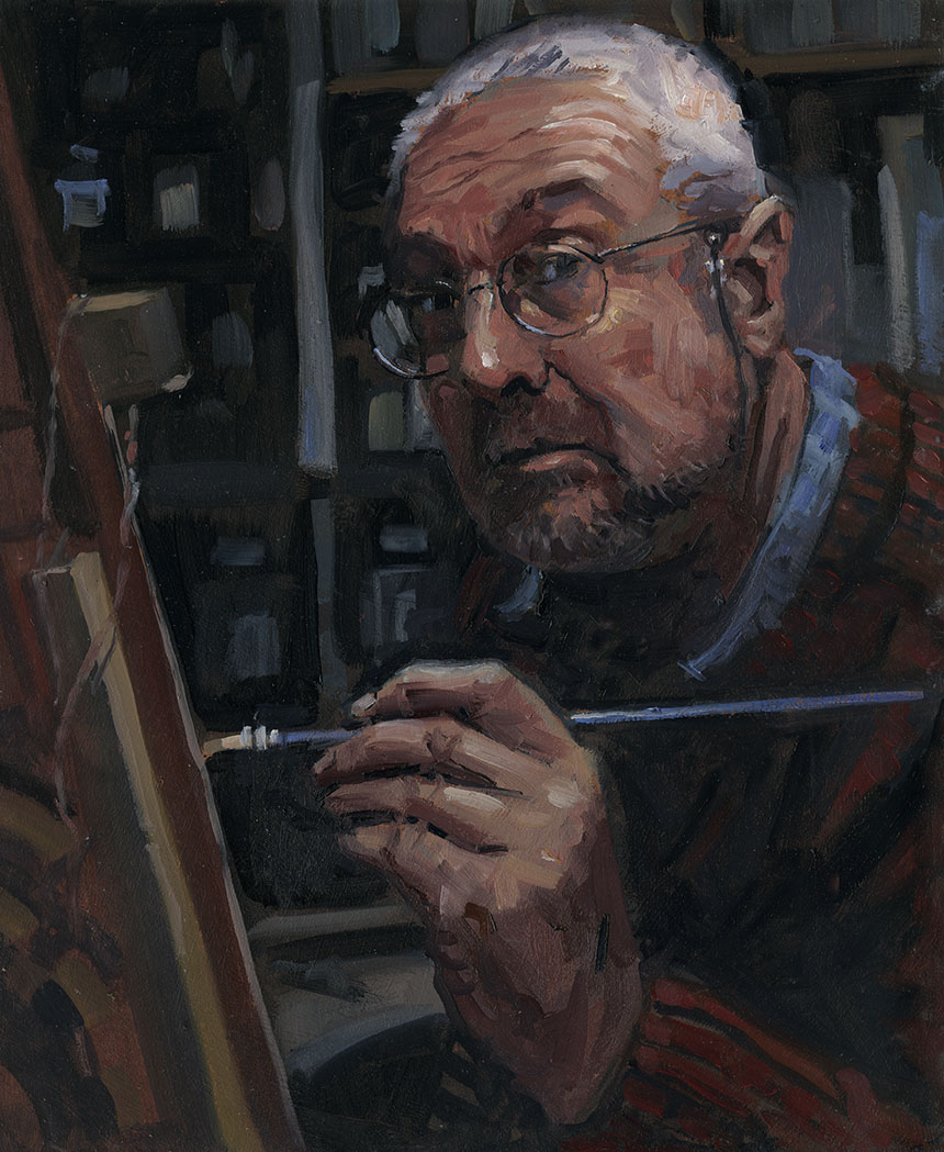 Self portrait, oil painting, rob Adams. artist