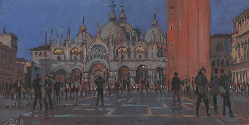 St Marks square, Venice, cathedral, plein air, oil painting