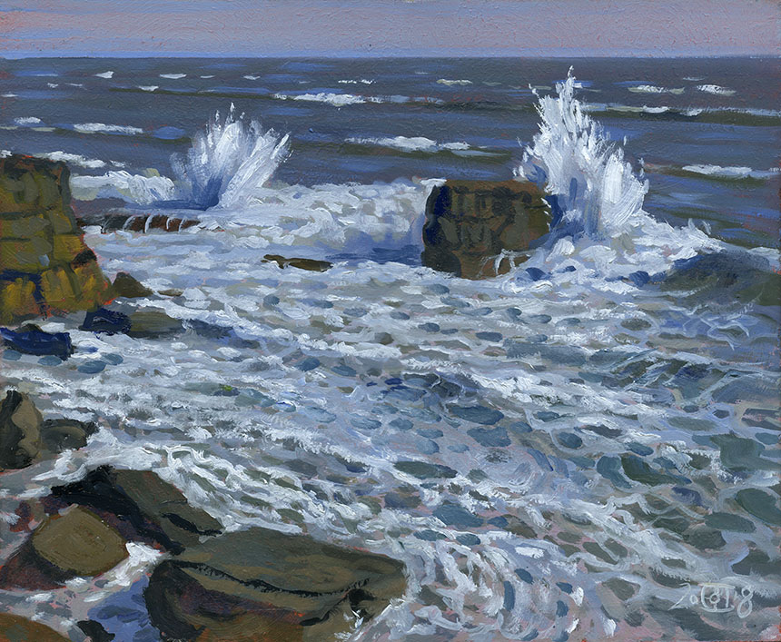 Sea, oil painting, plain air
