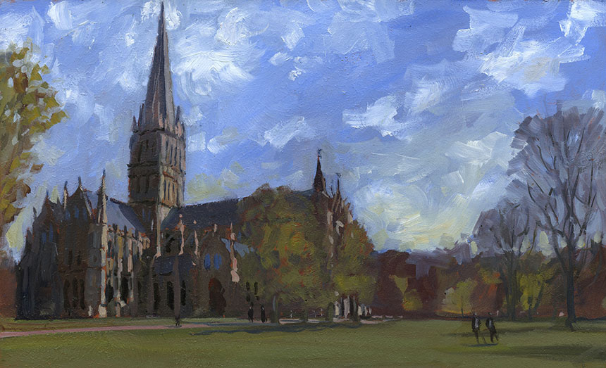 Salisbury, Salisbury Cathedral, plein air, oil painting, Wiltshire 