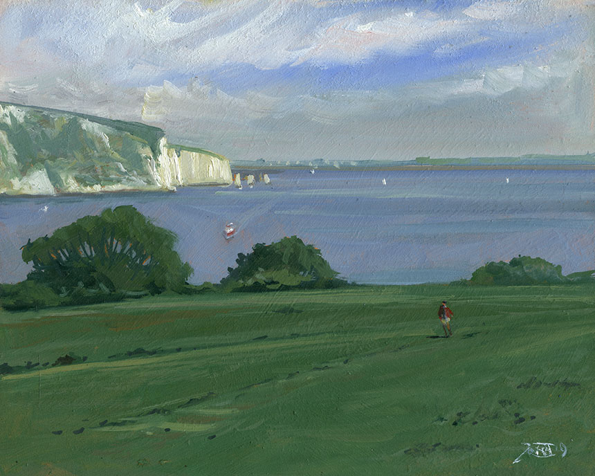 Swanage, Old harry, Peveril Point, plein air, oil painting, sea