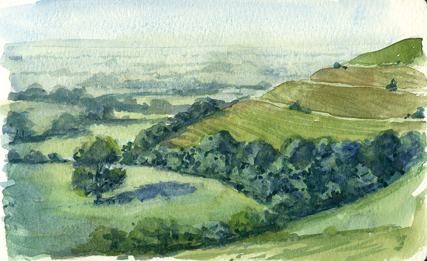 Hambledon Hill, Dorset, watercolour