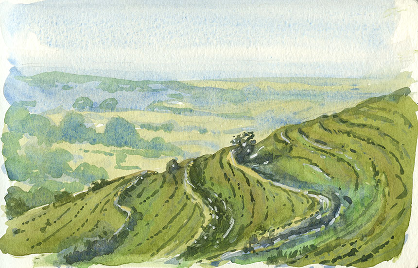 Hambledon hill, Dorset, watercolour