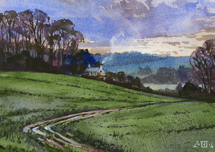 Dungeon Hill, Dorset, watercolour, painting