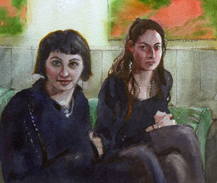 Watercolour, sisters