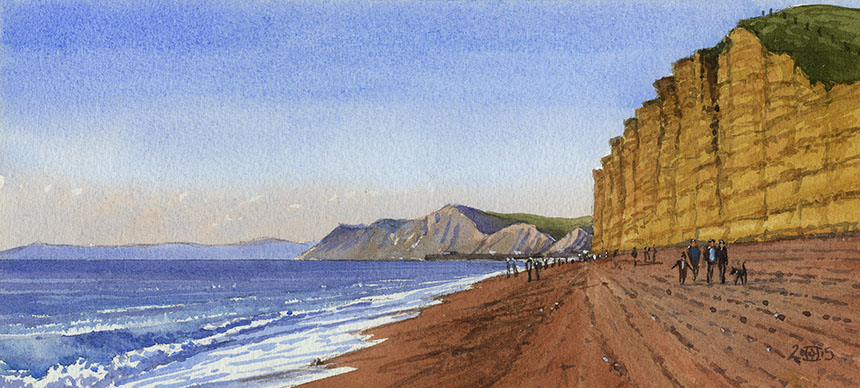 West Bay, Bridport, Dorset, watercolour, painting, art