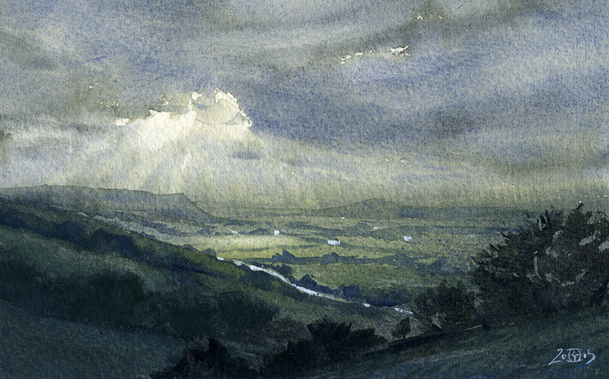 Melbury Hill, Dorset, Watercolour, Plein air, painting