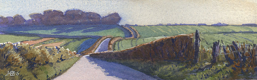 Dorset, road, watercolour, painting