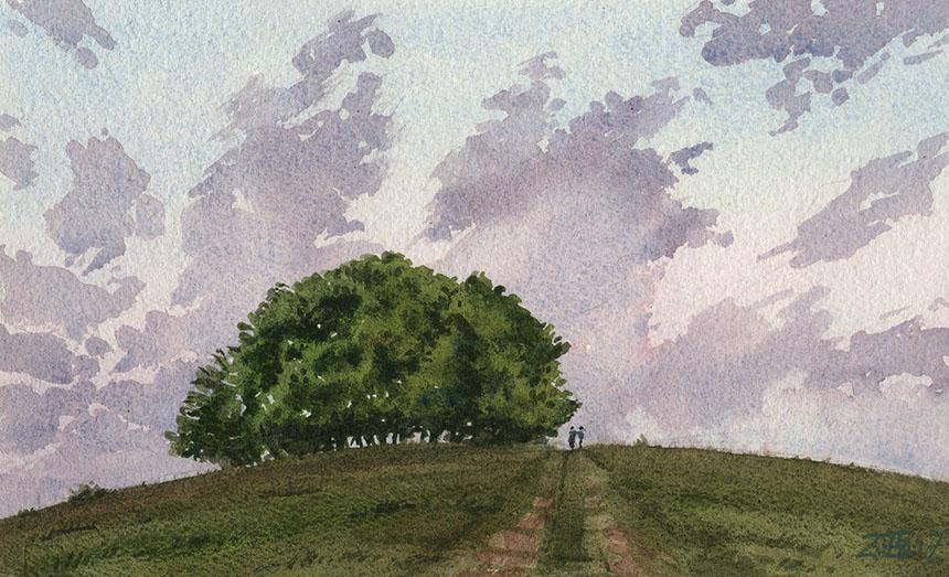 Win Green, Dorset, watercolour, plein air, painting