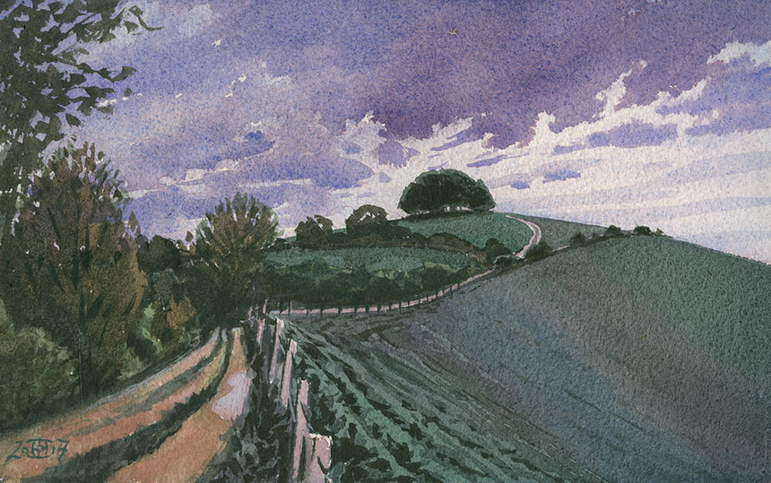 Win Green, Dorset, watercolour, plein air, painting