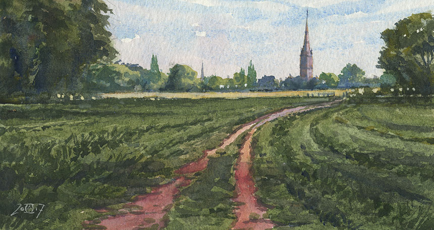 Salisbury, wiltshire, watercolour, cathedral, plein air