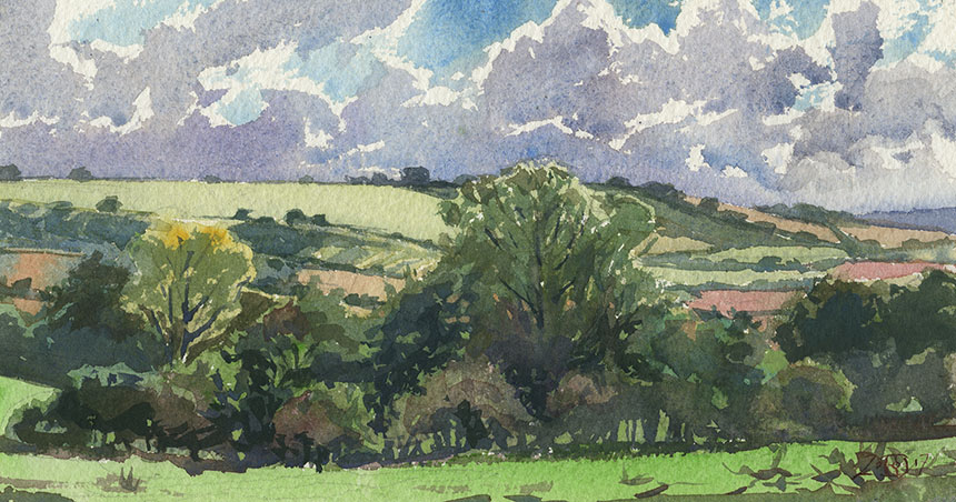 Broad Chalke, watercolour, Dorset, plein air