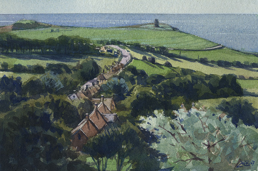 Kimmeridge, Dorset, sea, landscape, plein air, watercolour
